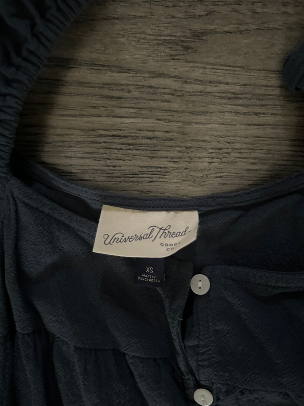 Universal Thread Navy Button-Down Ruffle Strap Dress - Picture 2 of 3